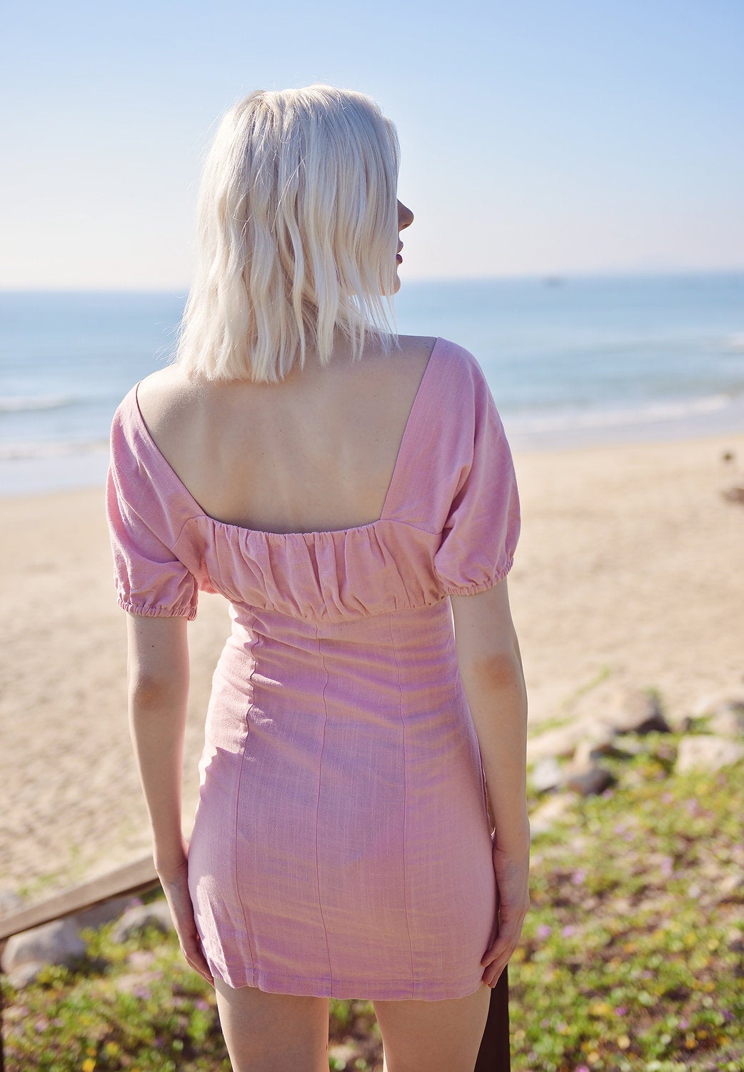 Linen Mini Dress - Linen Short Dress - Flax Summer Dress