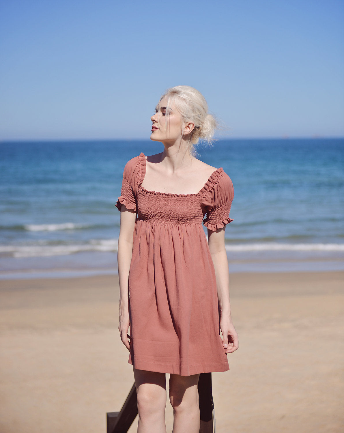 Linen Summer Dress - Women Off shoulder Dress - Linen Cotton Dress - Natural Fabric