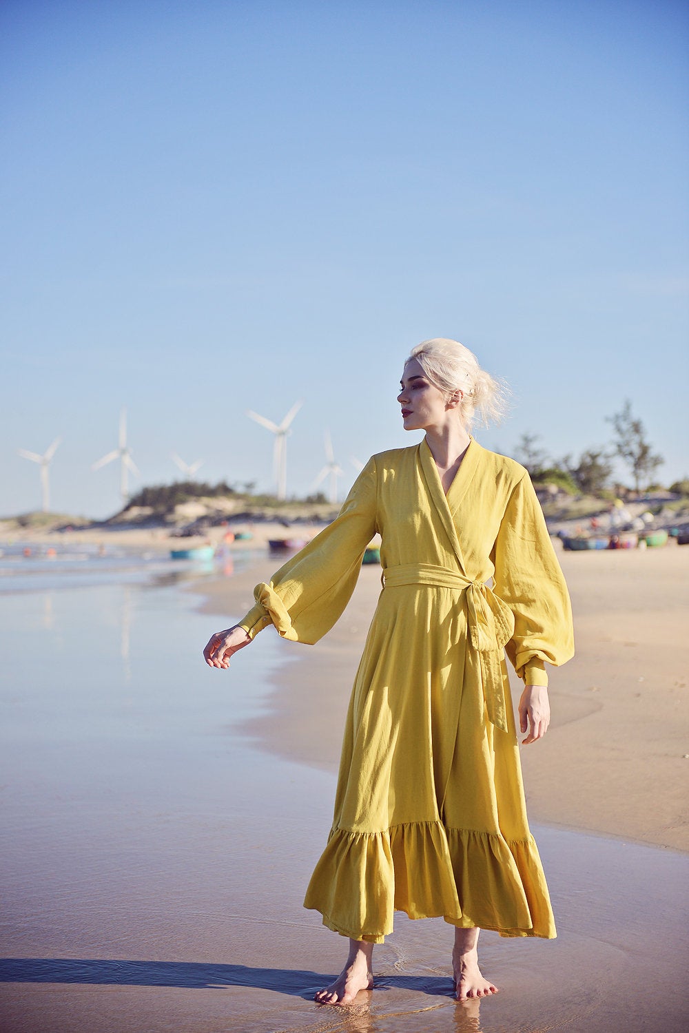 Linen Robe for Women - Linen Long Robe - Organic Cotton Women Robe