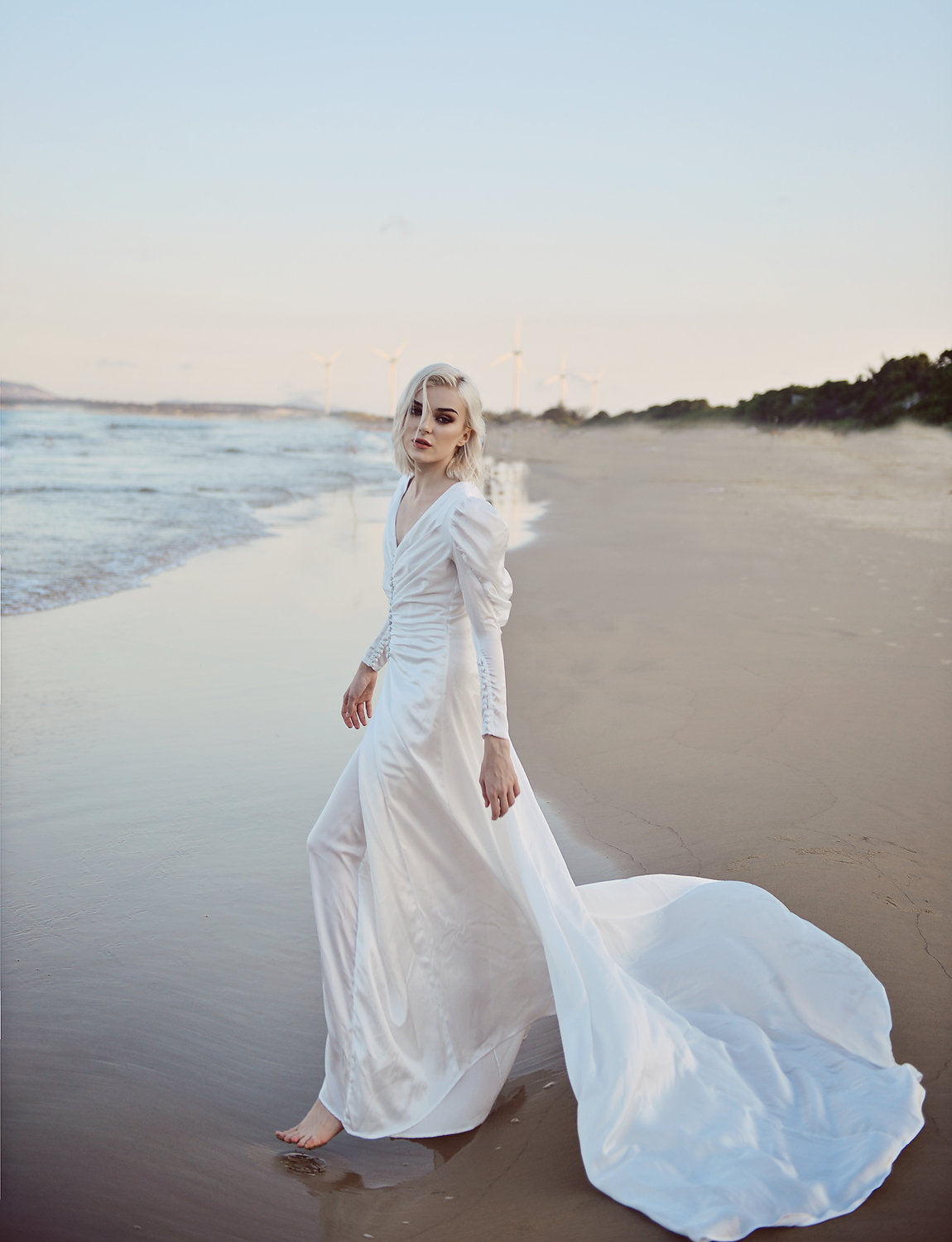 Long Sleeves Wedding Dress - Long Train Bridal Gown - Bespoke Wedding Dress