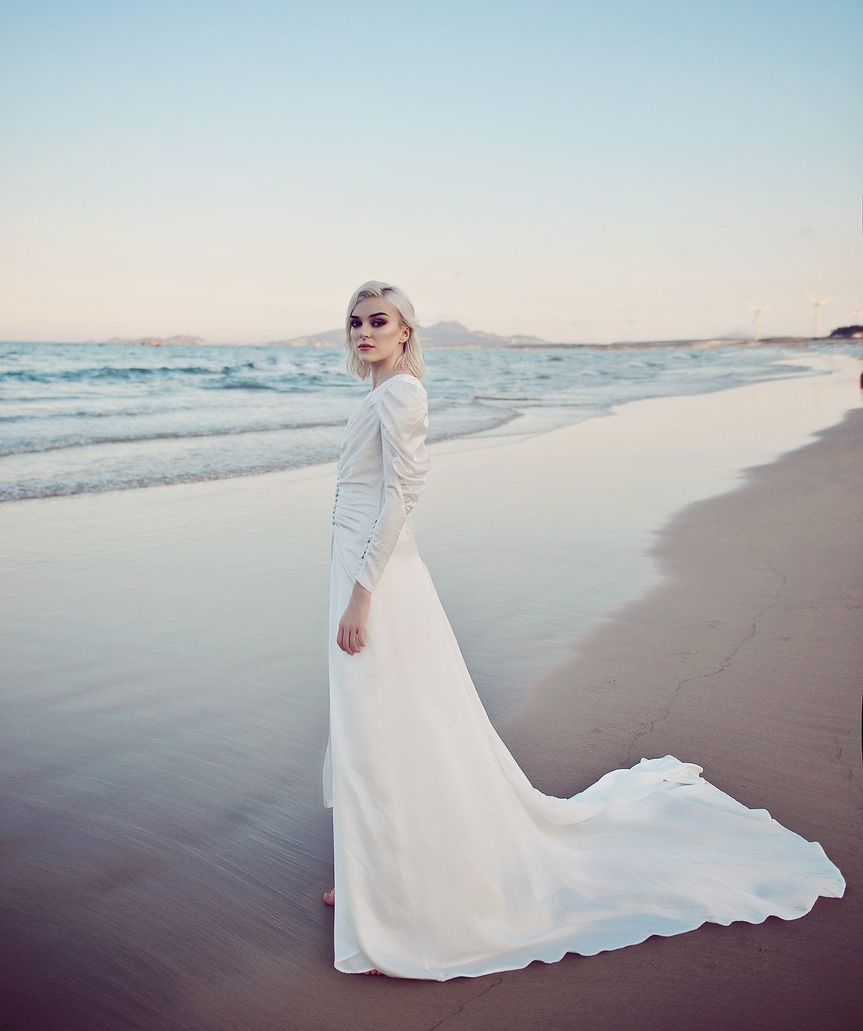 Long Sleeves Wedding Dress - Long Train Bridal Gown - Bespoke Wedding Dress