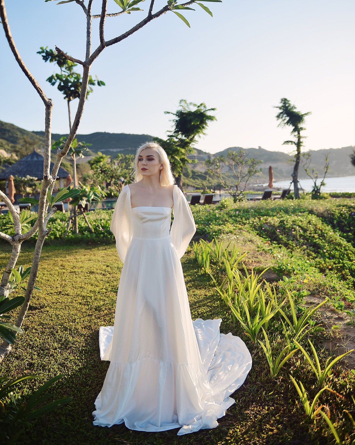 Bespoke Wedding Dress with Long Train - ALine Wedding Dress - Tailored Bridal Gown