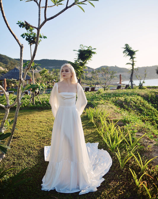 Bespoke Wedding Dress with Long Train - ALine Wedding Dress - Tailored Bridal Gown