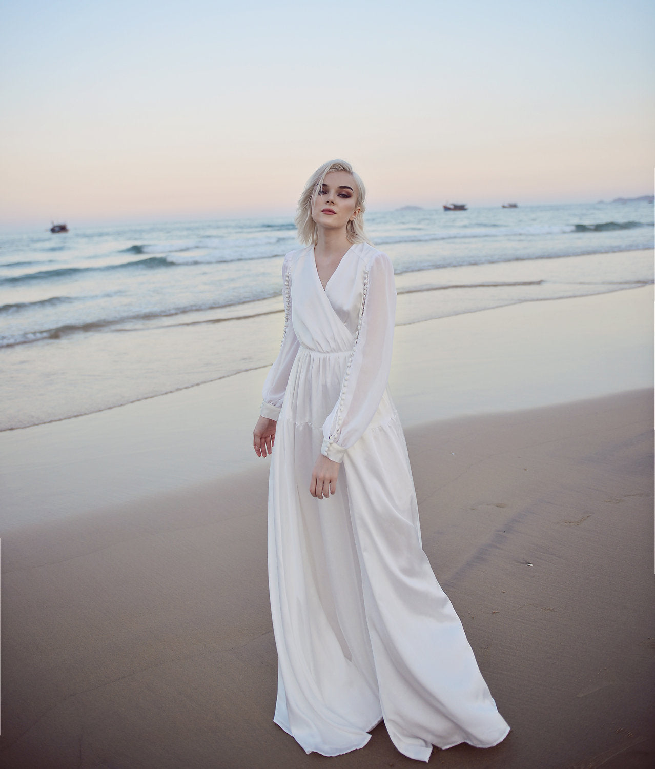 Silk Wedding Dress - Wedding Dress with Train - Aline Bridal Gown - Cathedral Wedding Dress