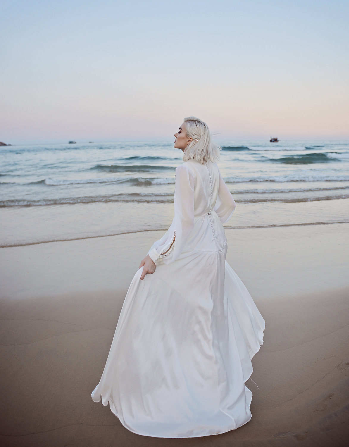 Silk Wedding Dress - Wedding Dress with Train - Aline Bridal Gown - Cathedral Wedding Dress