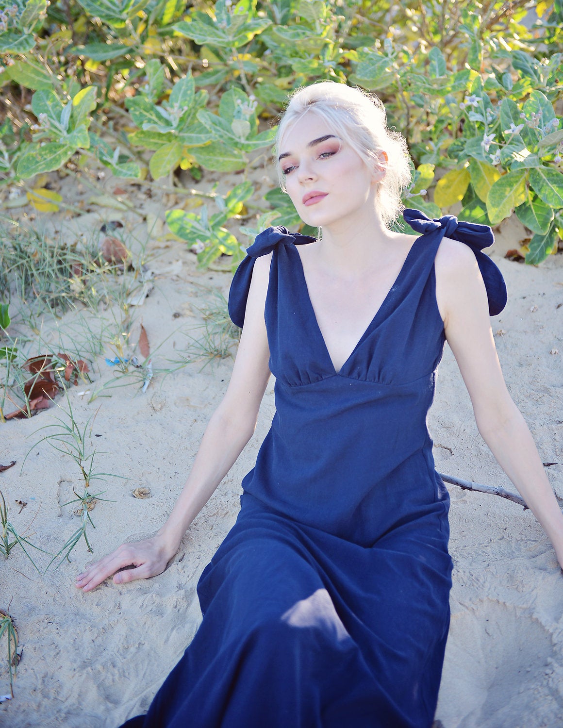Linen Maxi Dress - Women Linen Dress - Summer Long Linen Dress