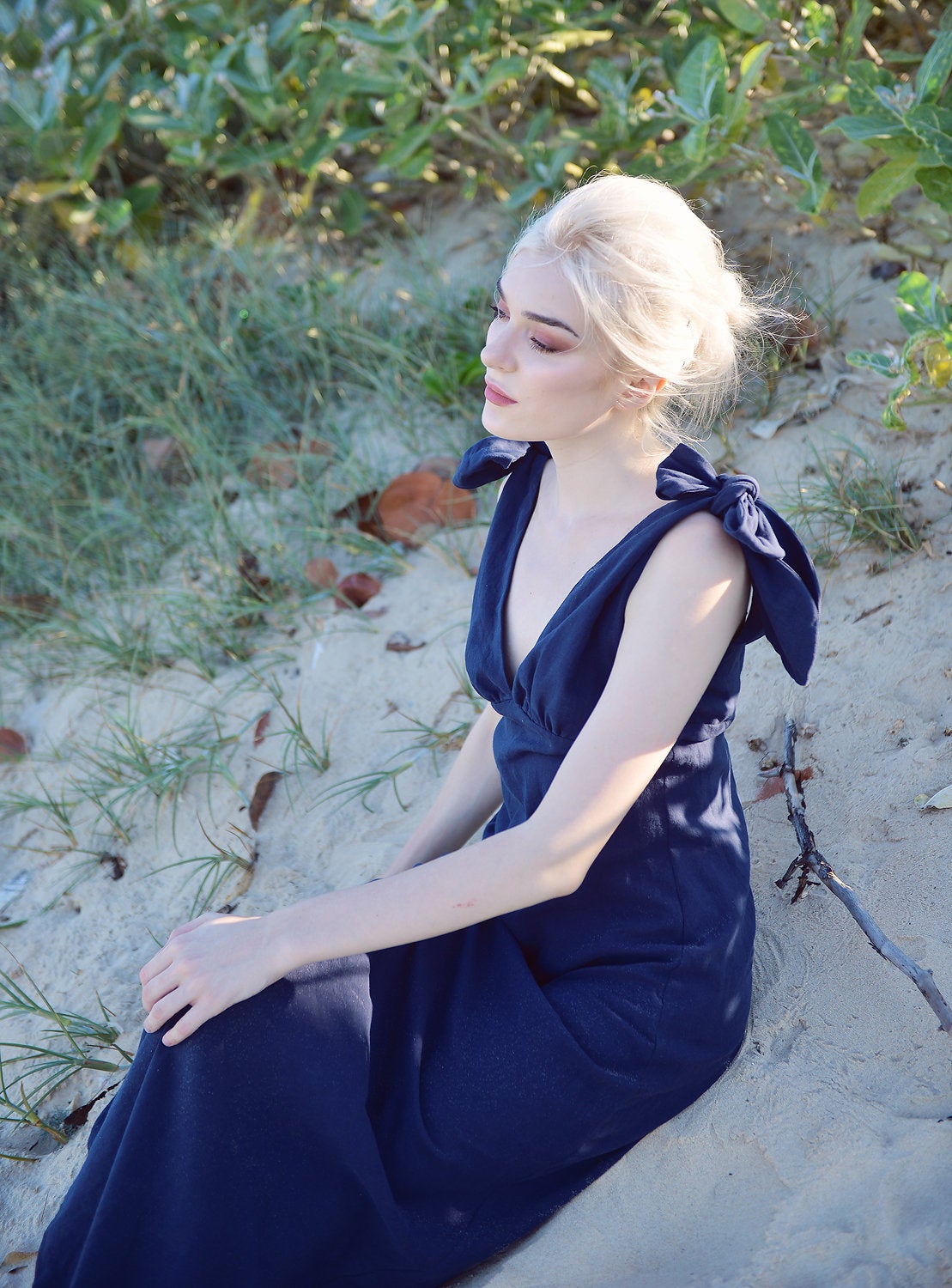 Linen Maxi Dress - Women Linen Dress - Summer Long Linen Dress