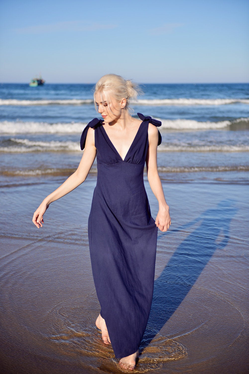 Linen Maxi Dress - Women Linen Dress - Summer Long Linen Dress