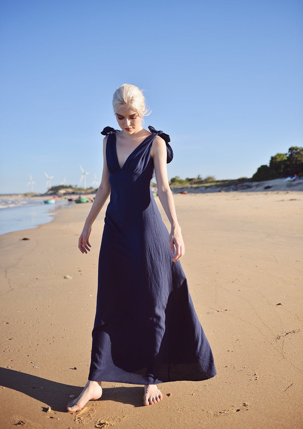 Linen Maxi Dress - Women Linen Dress - Summer Long Linen Dress