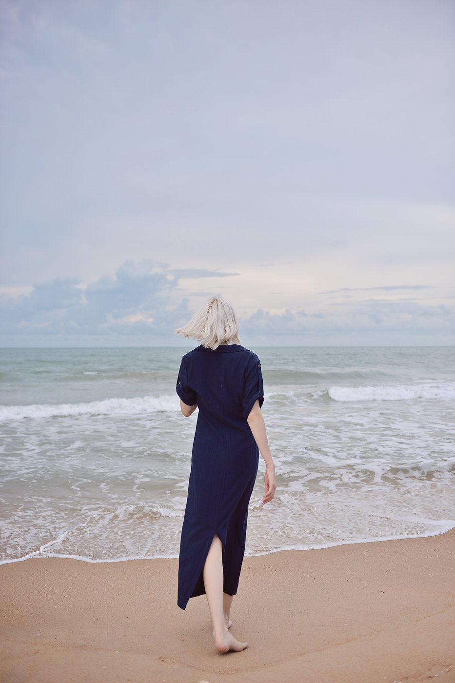 Cotton Dress with Short Sleeves - Cotton Summer Dress - Women Organic Clothing