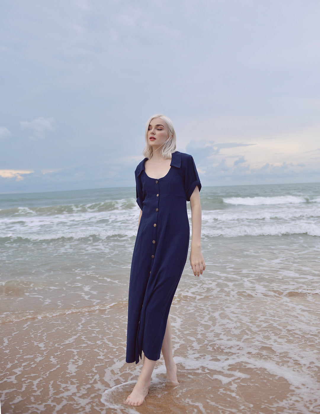 Cotton Dress with Short Sleeves - Cotton Summer Dress - Women Organic Clothing