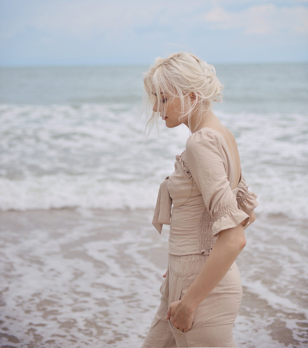 Linen Summer Top - Women Linen Top - Linen Cotton Top - Natural Fabric
