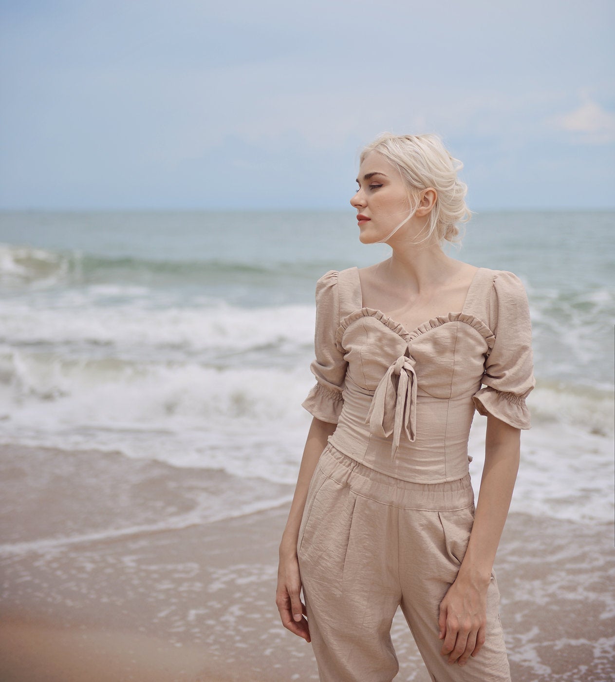 Linen Summer Top - Women Linen Top - Linen Cotton Top - Natural Fabric