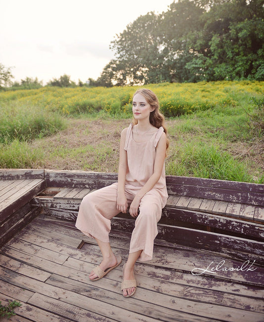 Women Linen Overalls - Linen Cotton One Piece - Women CottonJumpsuits - Sleeveless Jumpsuit - Organic Clothing