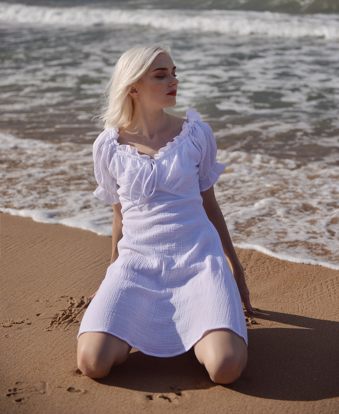 Cotton Dress White - Summer Cotton Dress - White Cotton Sundress