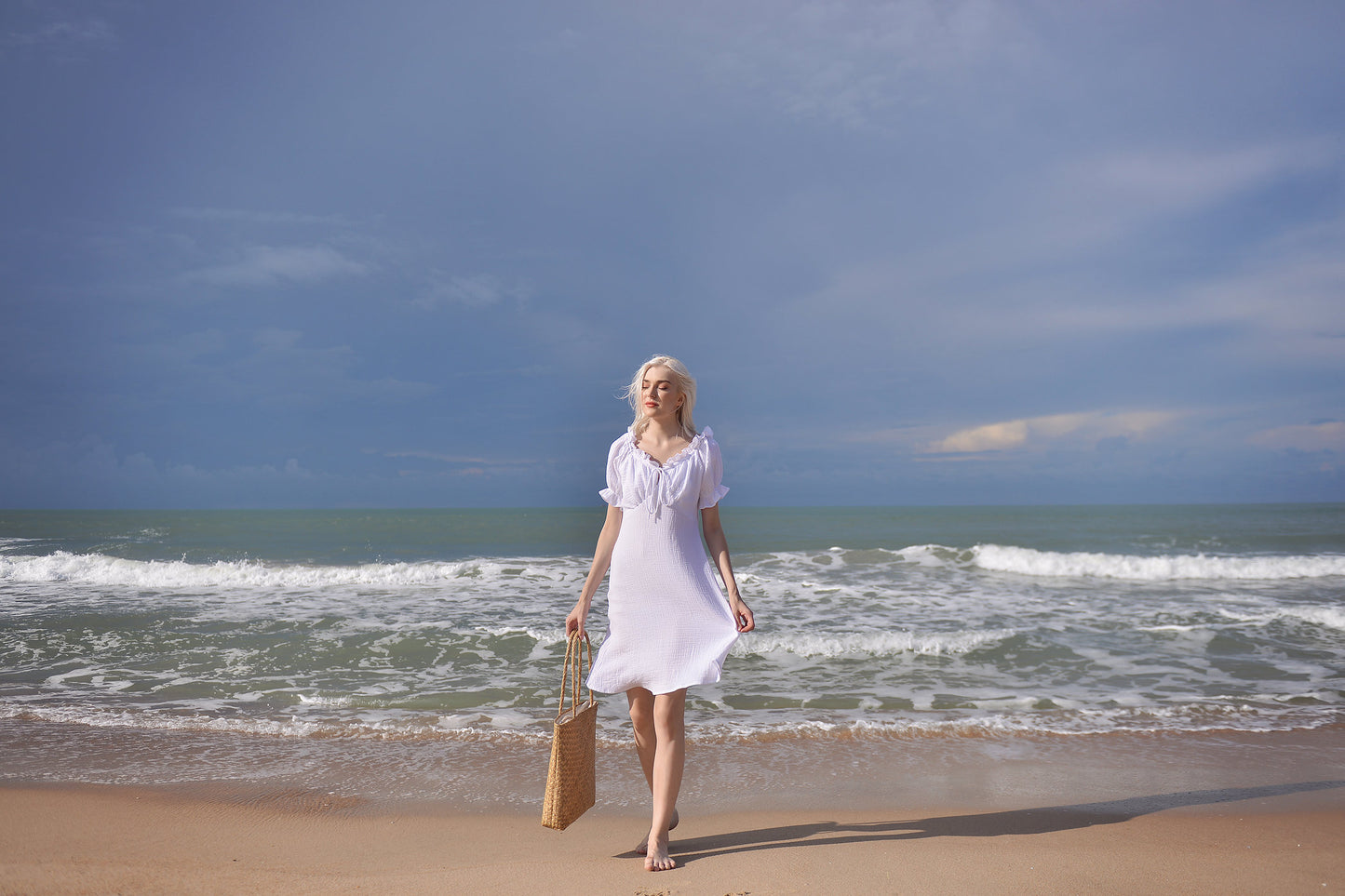 Cotton Dress White - Summer Cotton Dress - White Cotton Sundress