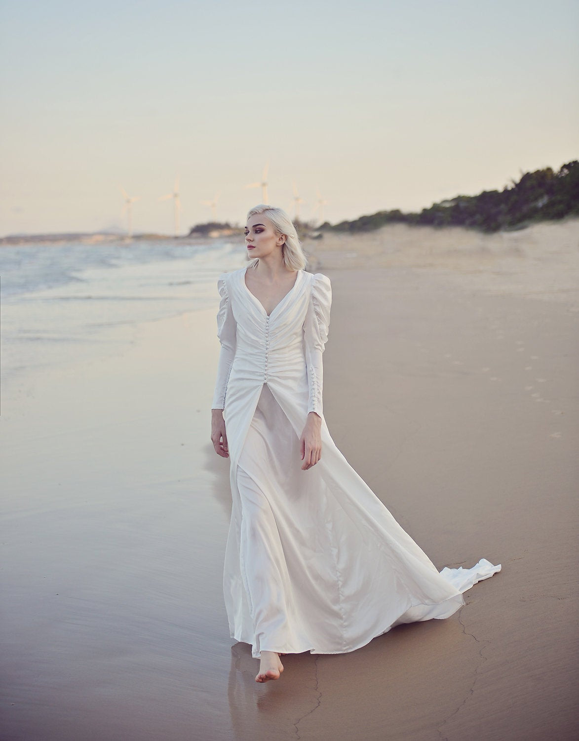 Long Sleeves Wedding Dress - Long Train Bridal Gown - Bespoke Wedding Dress
