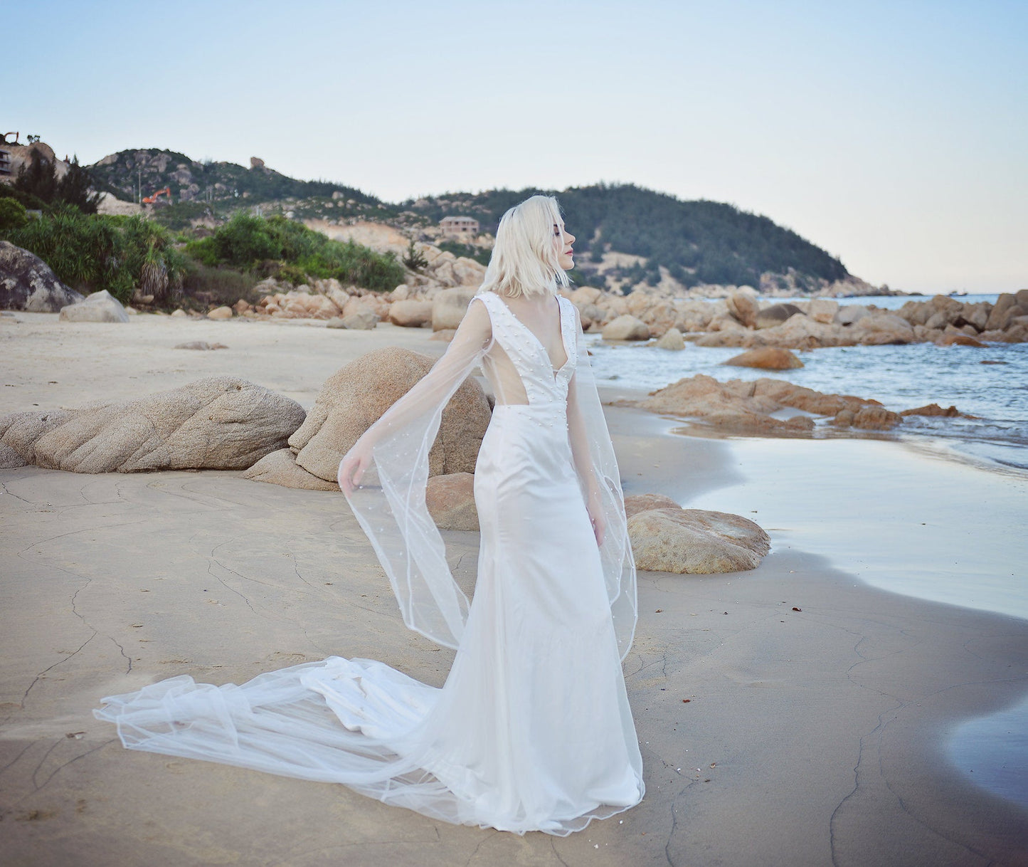 Mermaid Wedding Dress - Soft Tulle Pearl Wedding Dress - Bridal Gown