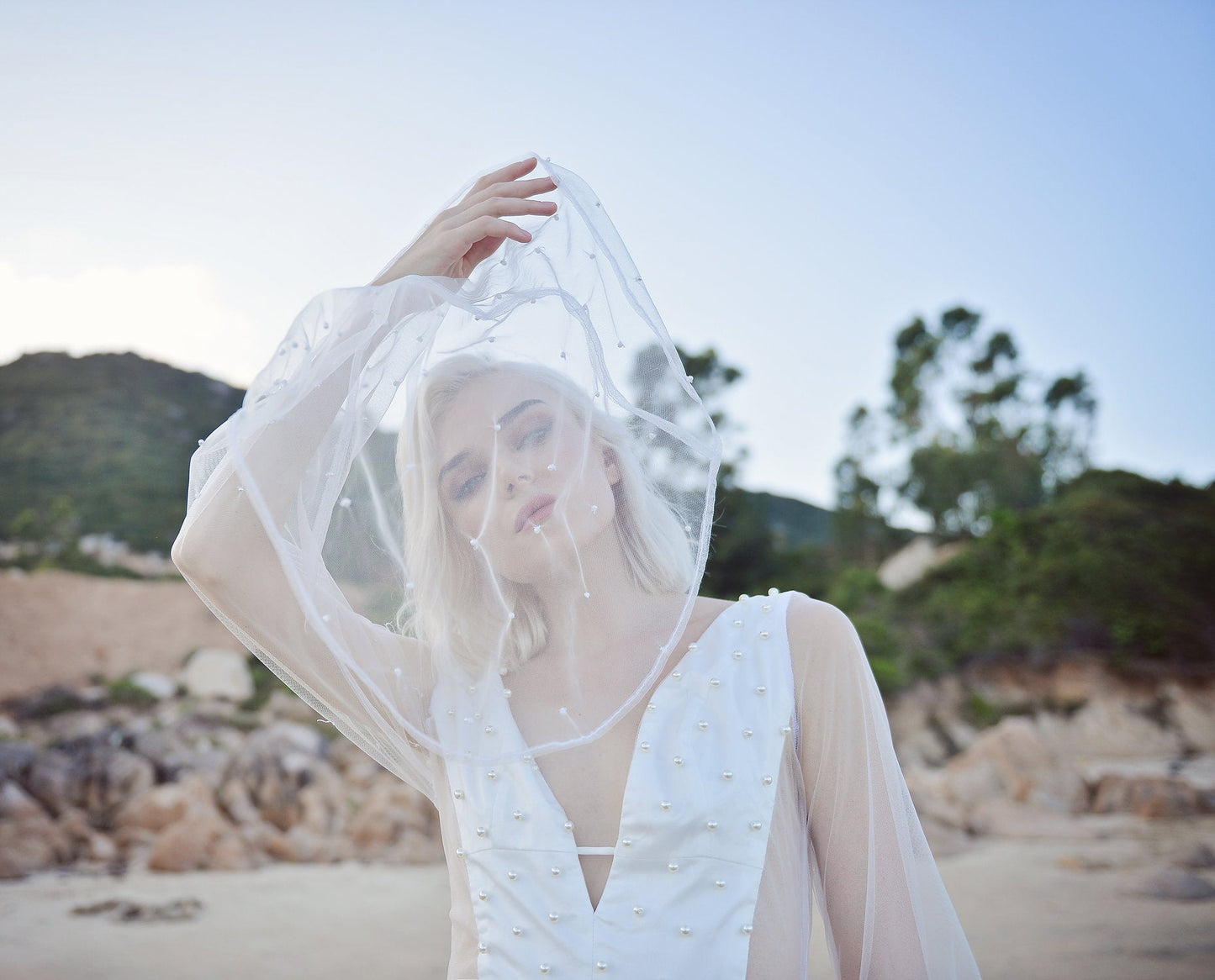 Mermaid Wedding Dress - Soft Tulle Pearl Wedding Dress - Bridal Gown