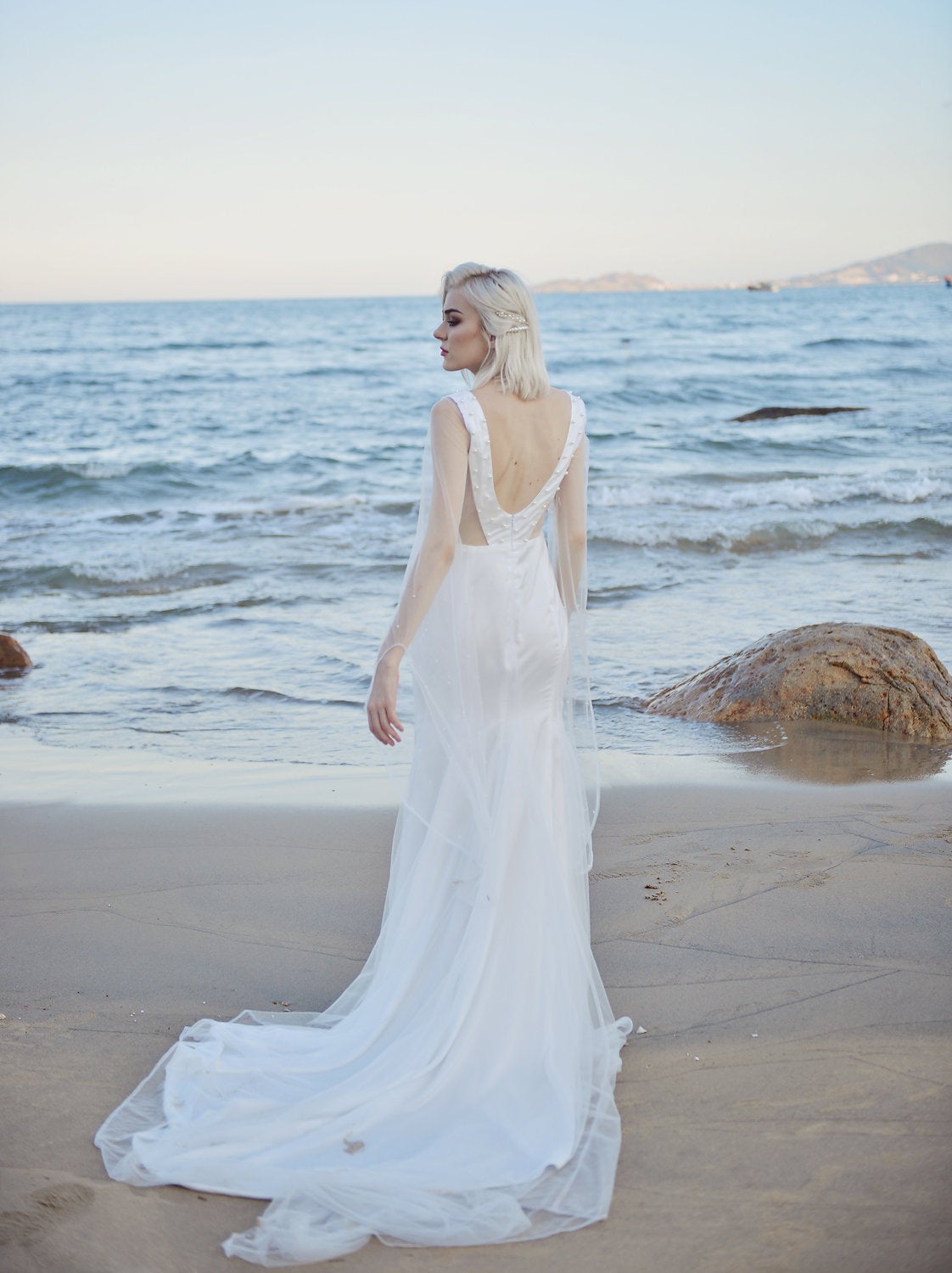 Mermaid Wedding Dress - Soft Tulle Pearl Wedding Dress - Bridal Gown