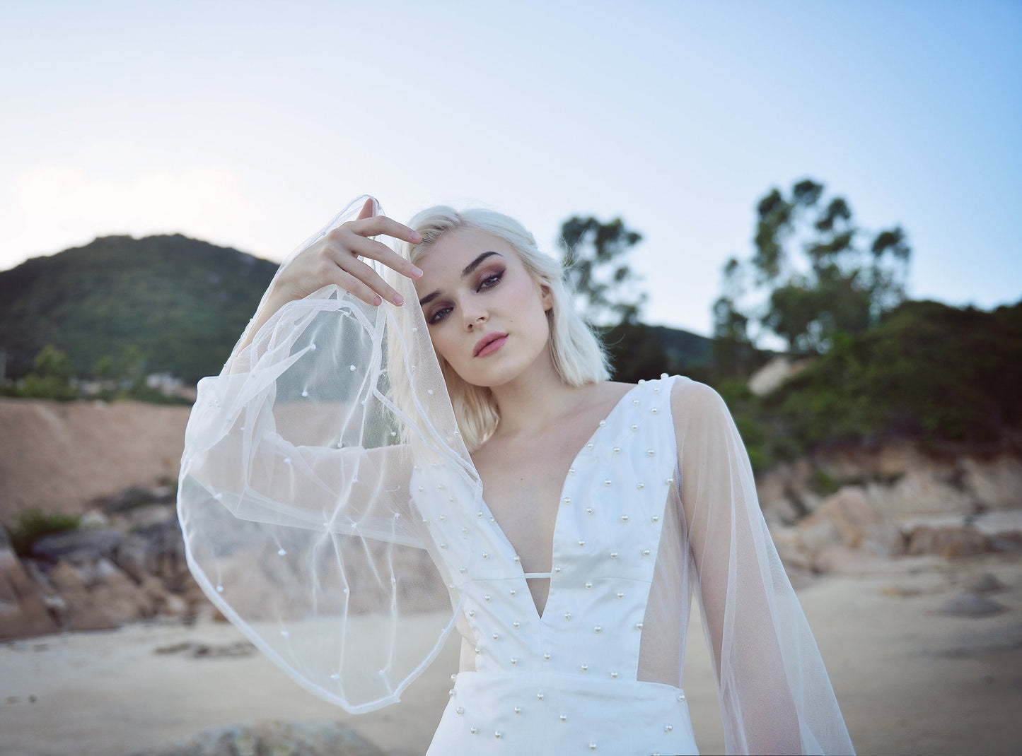 Mermaid Wedding Dress - Soft Tulle Pearl Wedding Dress - Bridal Gown