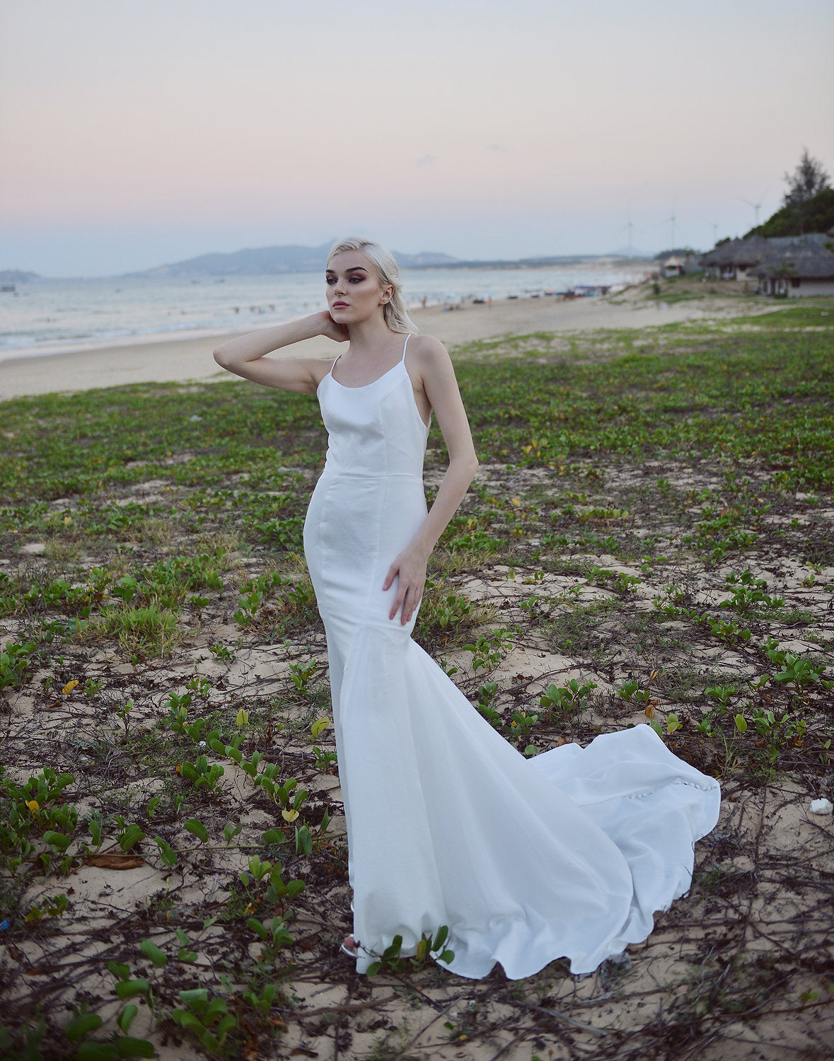 Wedding Dress Fit and Flare - Sleeveless Silk Wedding Dress - Long Train Wedding Dress - Tailored Fit