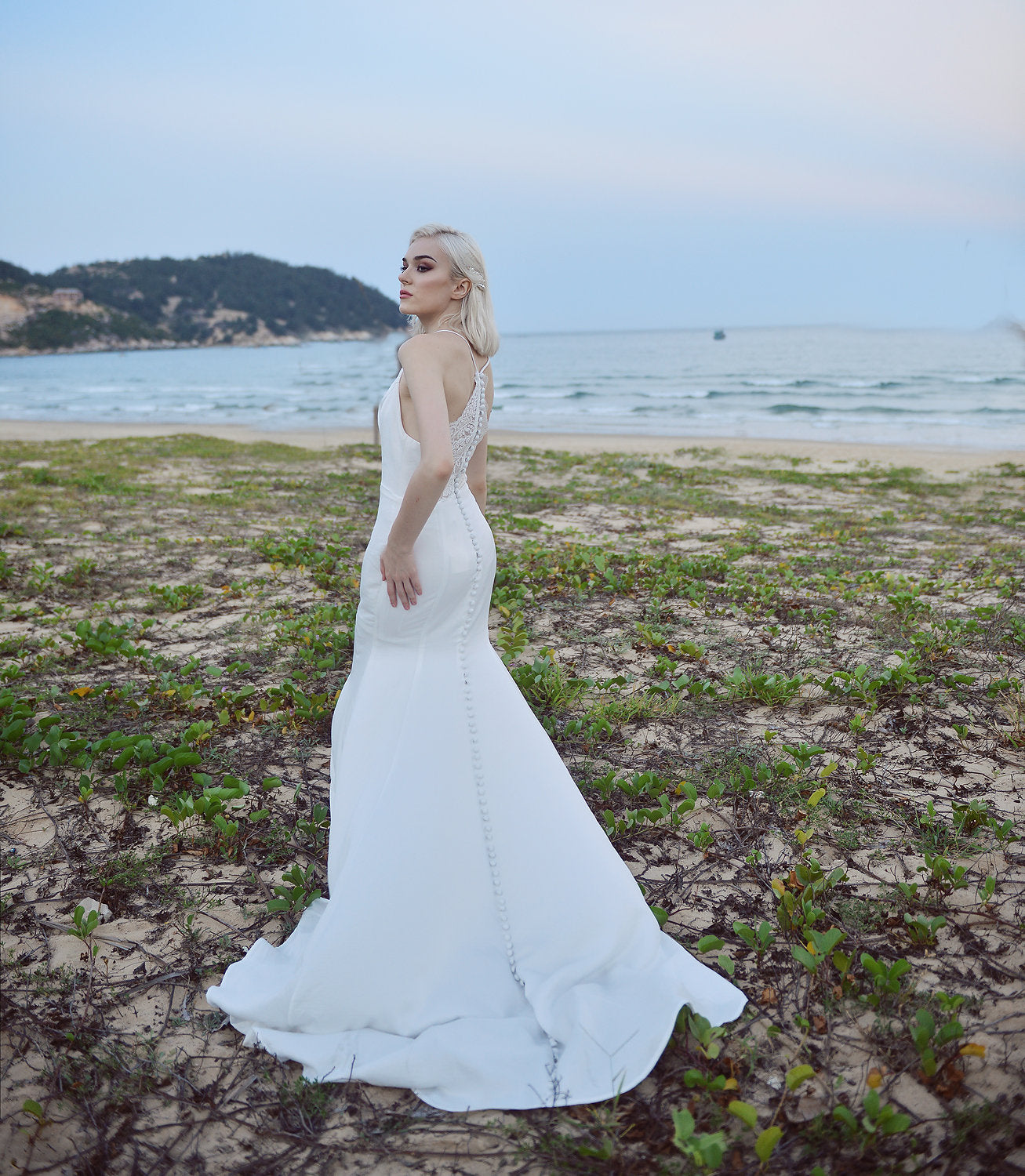 Wedding Dress Fit and Flare - Sleeveless Silk Wedding Dress - Long Train Wedding Dress - Tailored Fit