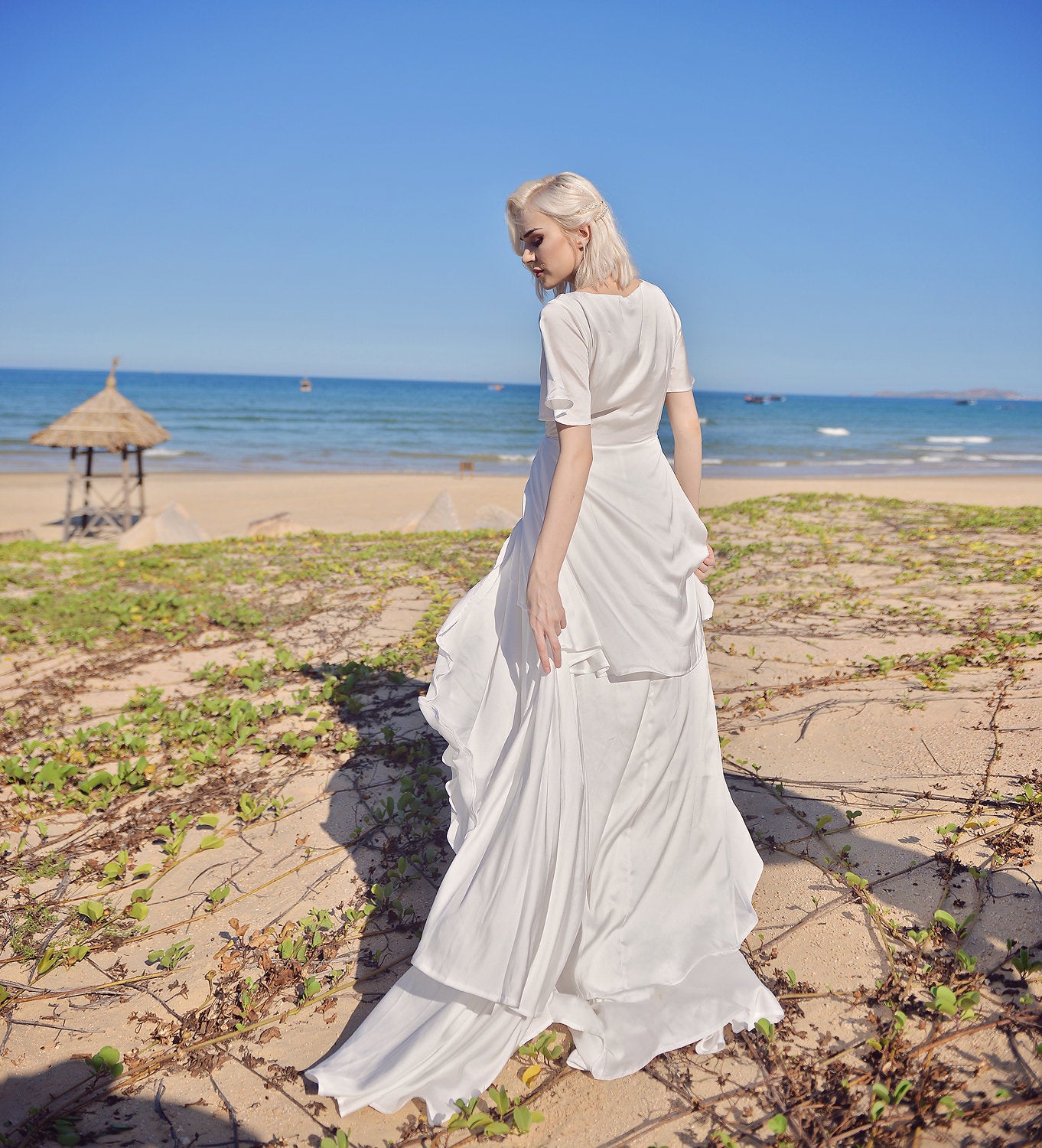 Silk Layered Bridal Gown - Silk Wedding Dress - Layered Silk Gown