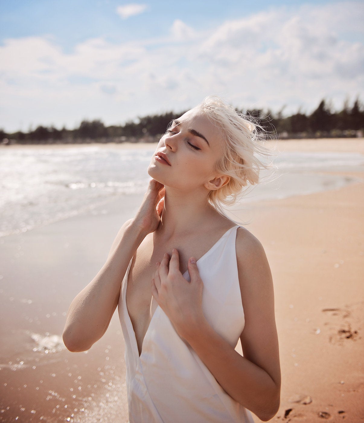 Low Cut Silk Dress - Deep Vneck Gown - Long Simple Silk Dress
