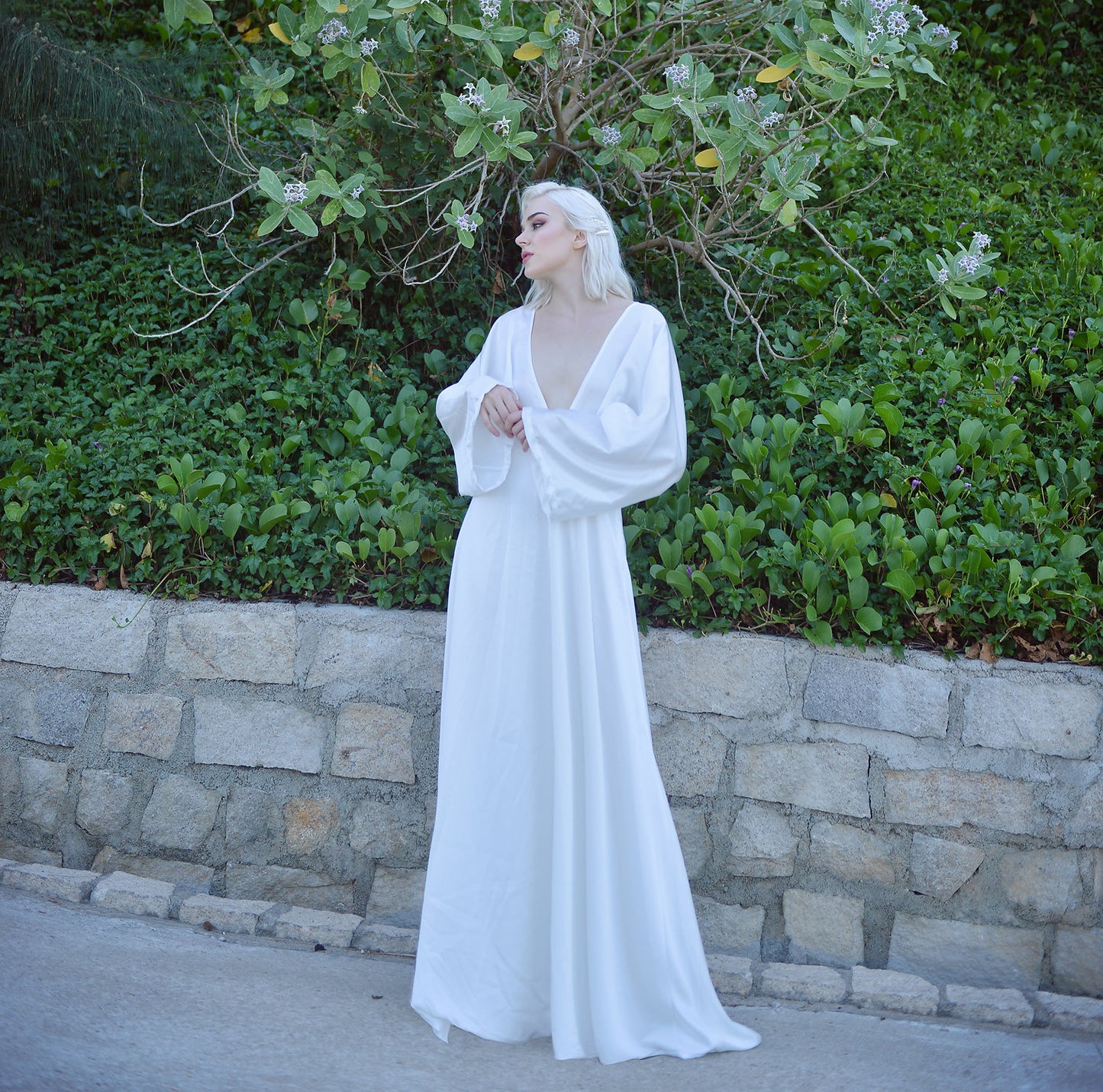 Simple Silk Wedding Dress - Silk Bridal Gown - Wedding Dress Chapel Train