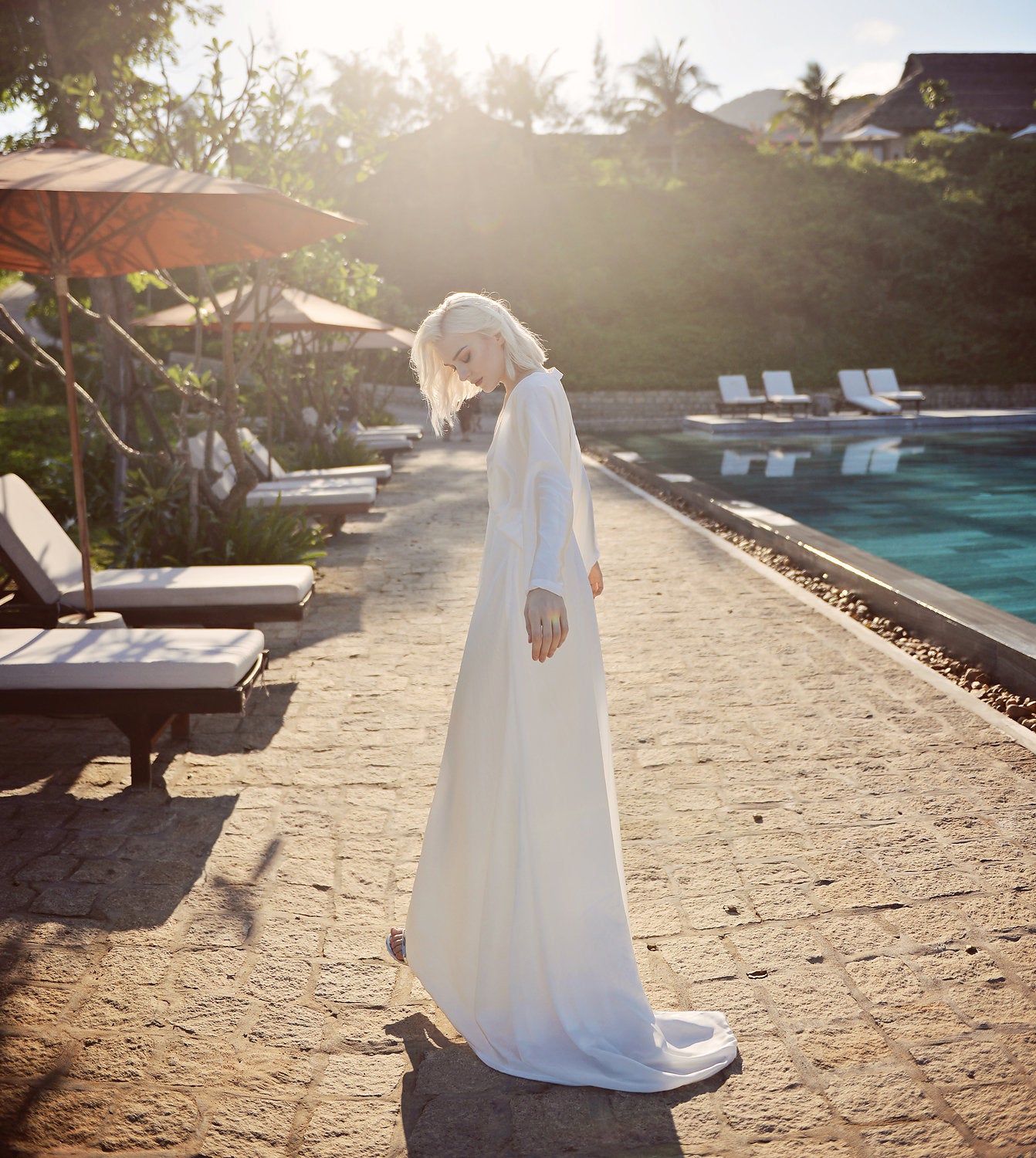 Simple Silk Wedding Dress - Silk Bridal Gown - Wedding Dress Chapel Train
