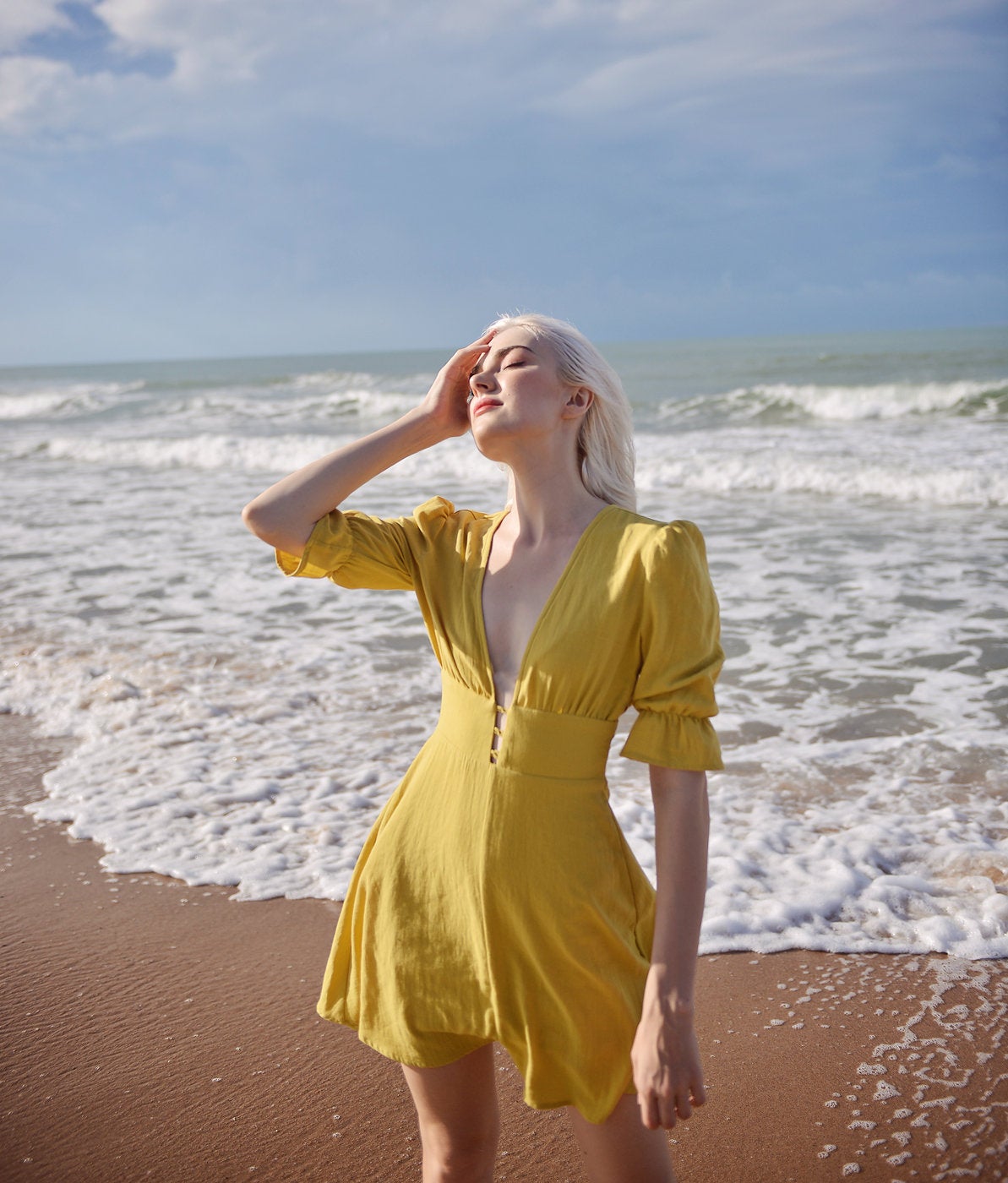 Linen Dress Short Sleeves - Midi Linen Dress - Organic Cotton Dress