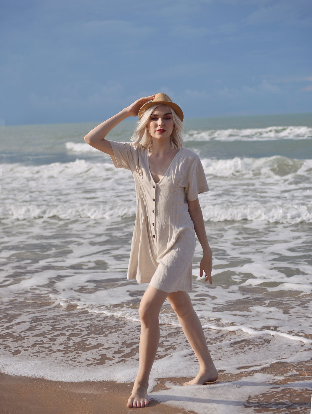 Linen Women Romper - Linen Jumpsuit for Women - Short Linen Jumper -  Organic Cotton Romper