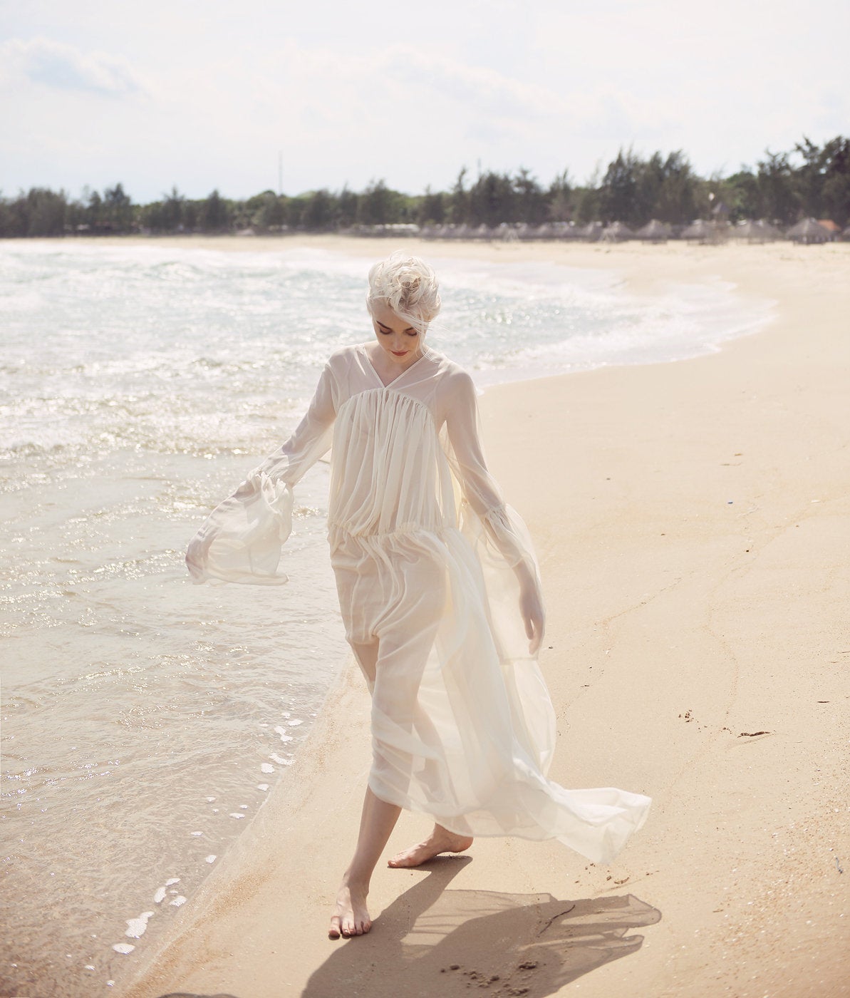 Maternity Sheer Gown - Silk Peignoir - Sheer Robe for Women - Sheer Silk Robe