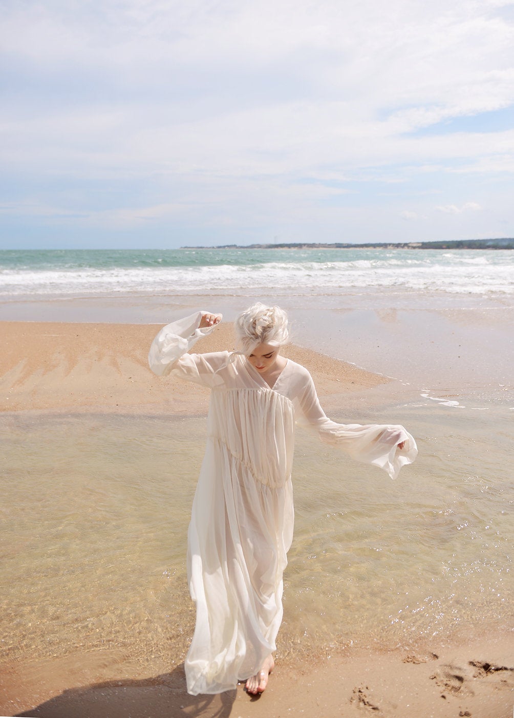 Maternity Sheer Gown - Silk Peignoir - Sheer Robe for Women - Sheer Silk Robe