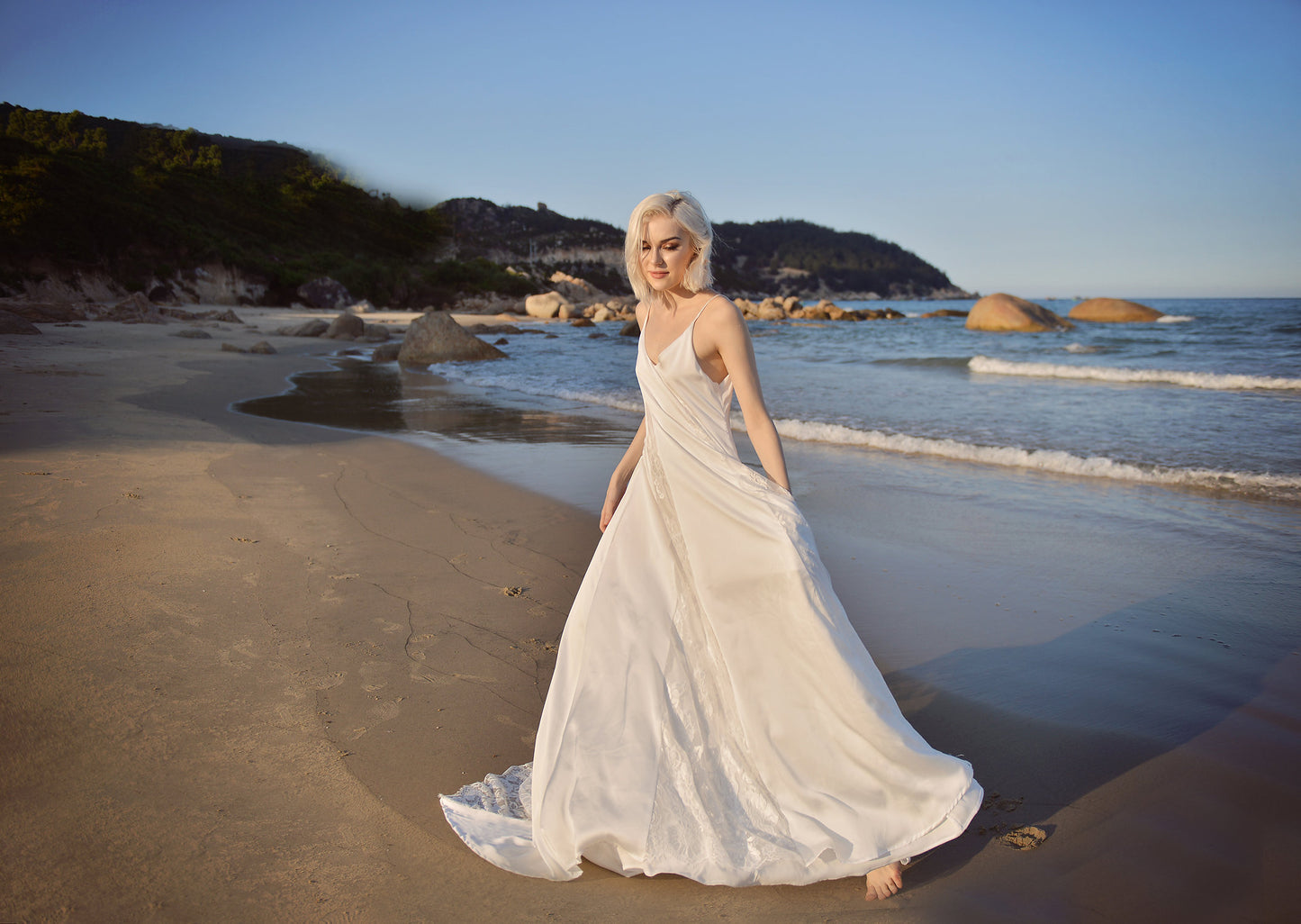 Lowback Wedding Dress - Openback Silk Gown - Silk Wedding Dress - Bridal Silk Gown