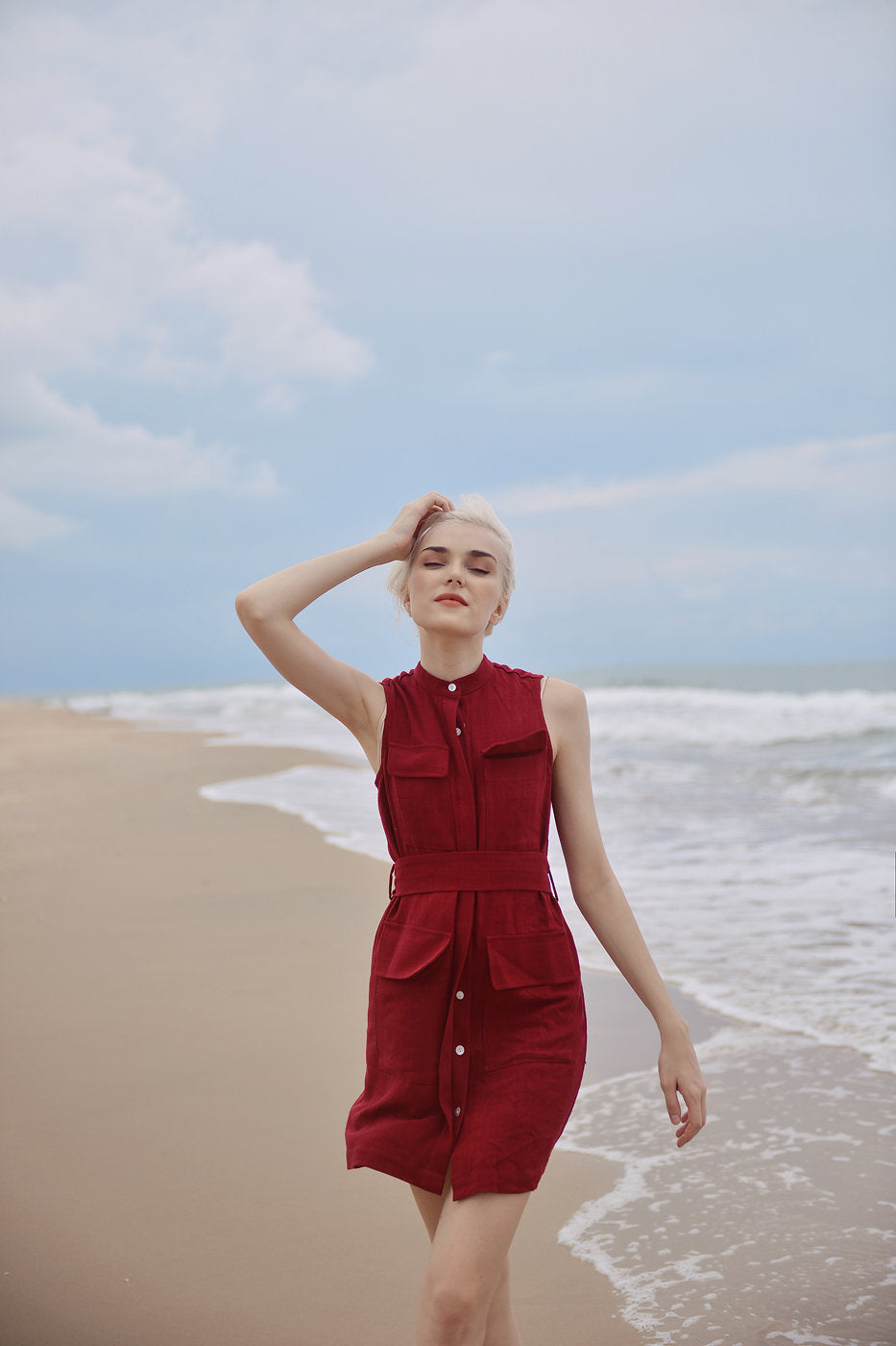 Sleeveless Linen Dress - Linen Cotton Dress - Natural Fabric - Cotton Summer Dress