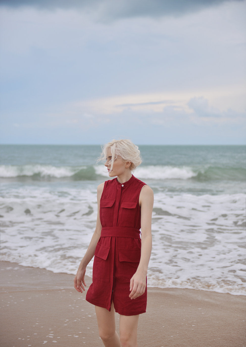 Sleeveless Linen Dress - Linen Cotton Dress - Natural Fabric - Cotton Summer Dress