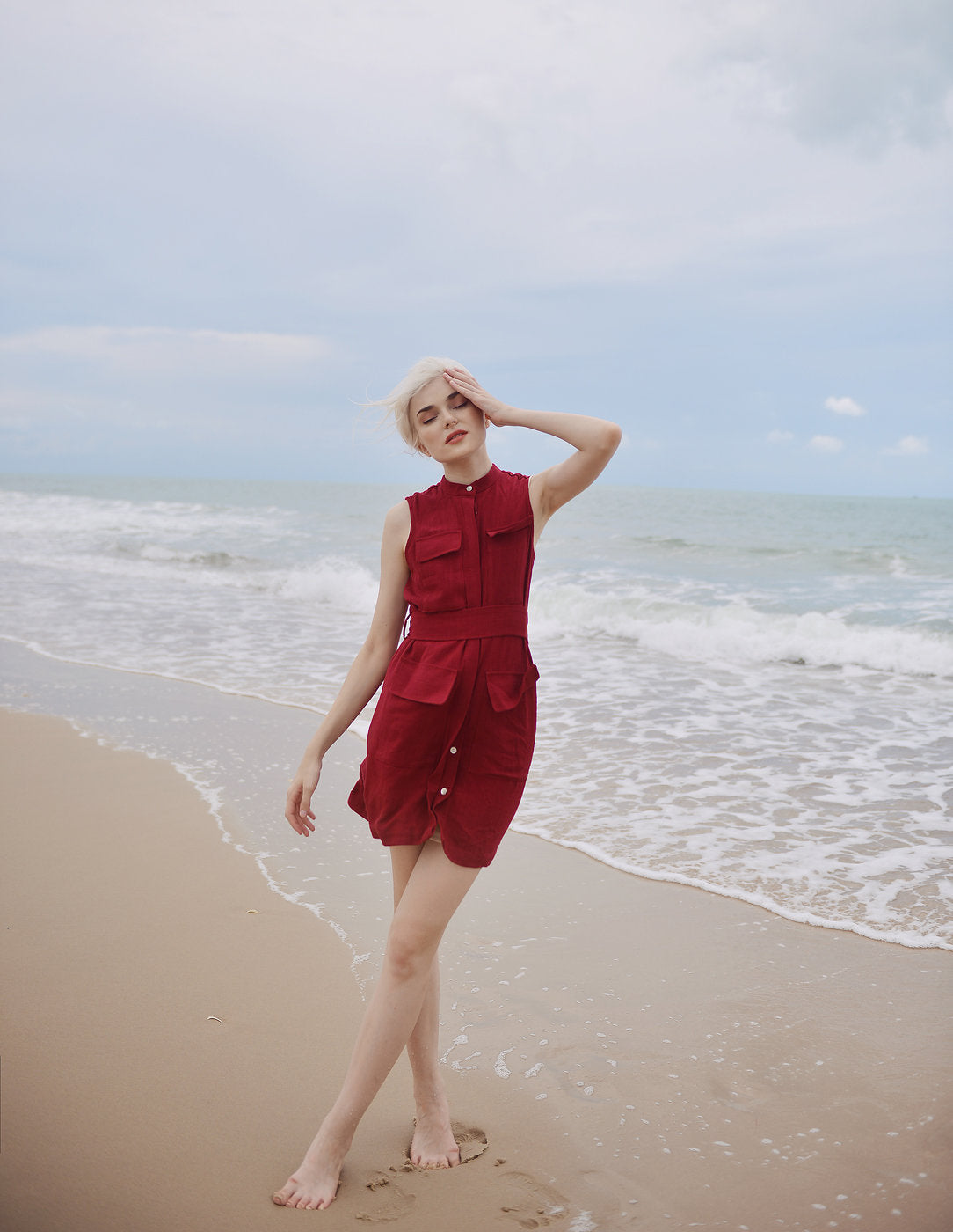 Sleeveless Linen Dress - Linen Cotton Dress - Natural Fabric - Cotton Summer Dress