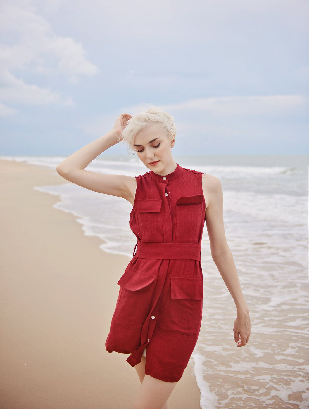 Sleeveless Linen Dress - Linen Cotton Dress - Natural Fabric - Cotton Summer Dress