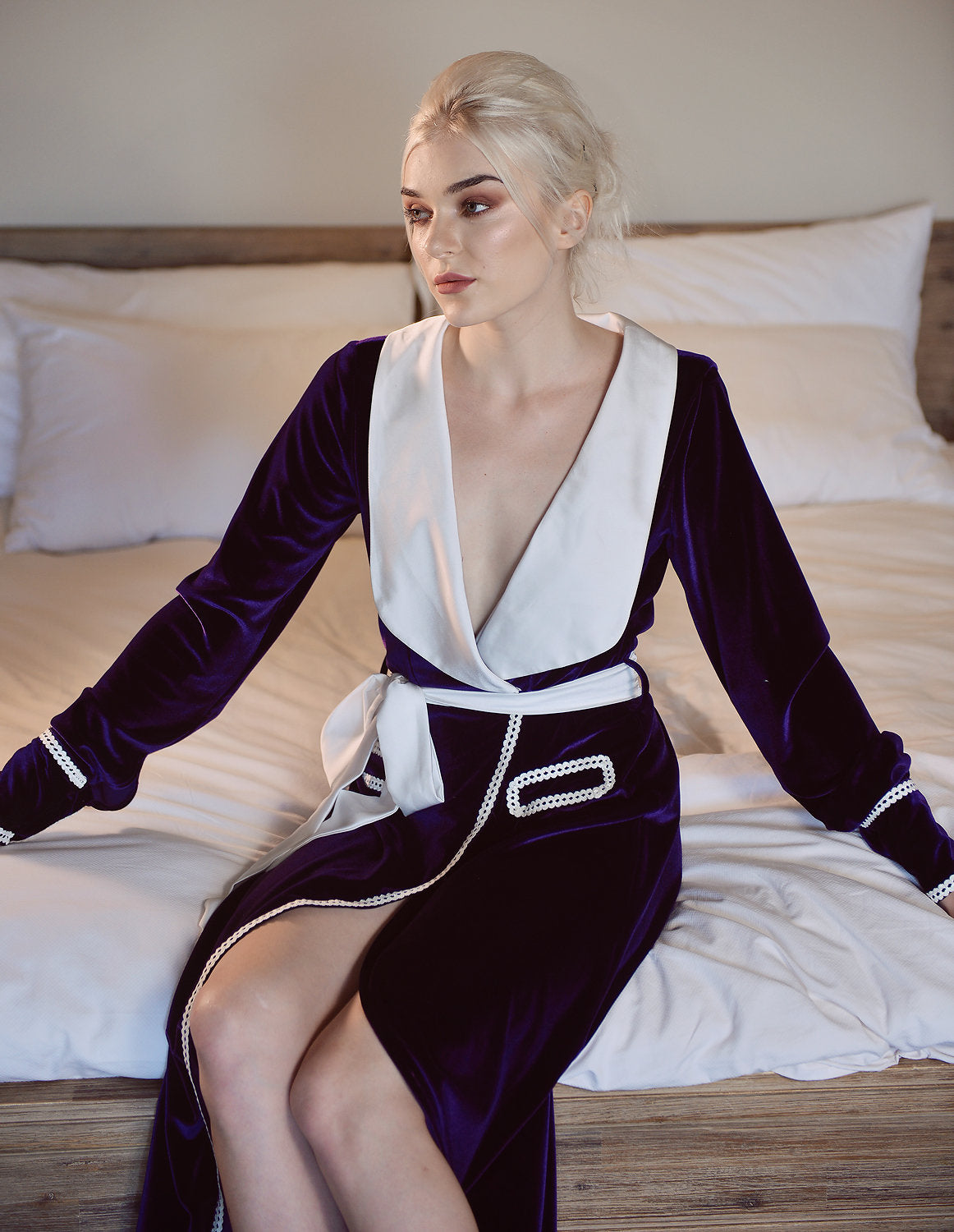 Velvet Robe for Women - Deep Vneckline Velvet Dress - Women Velvet Clothing