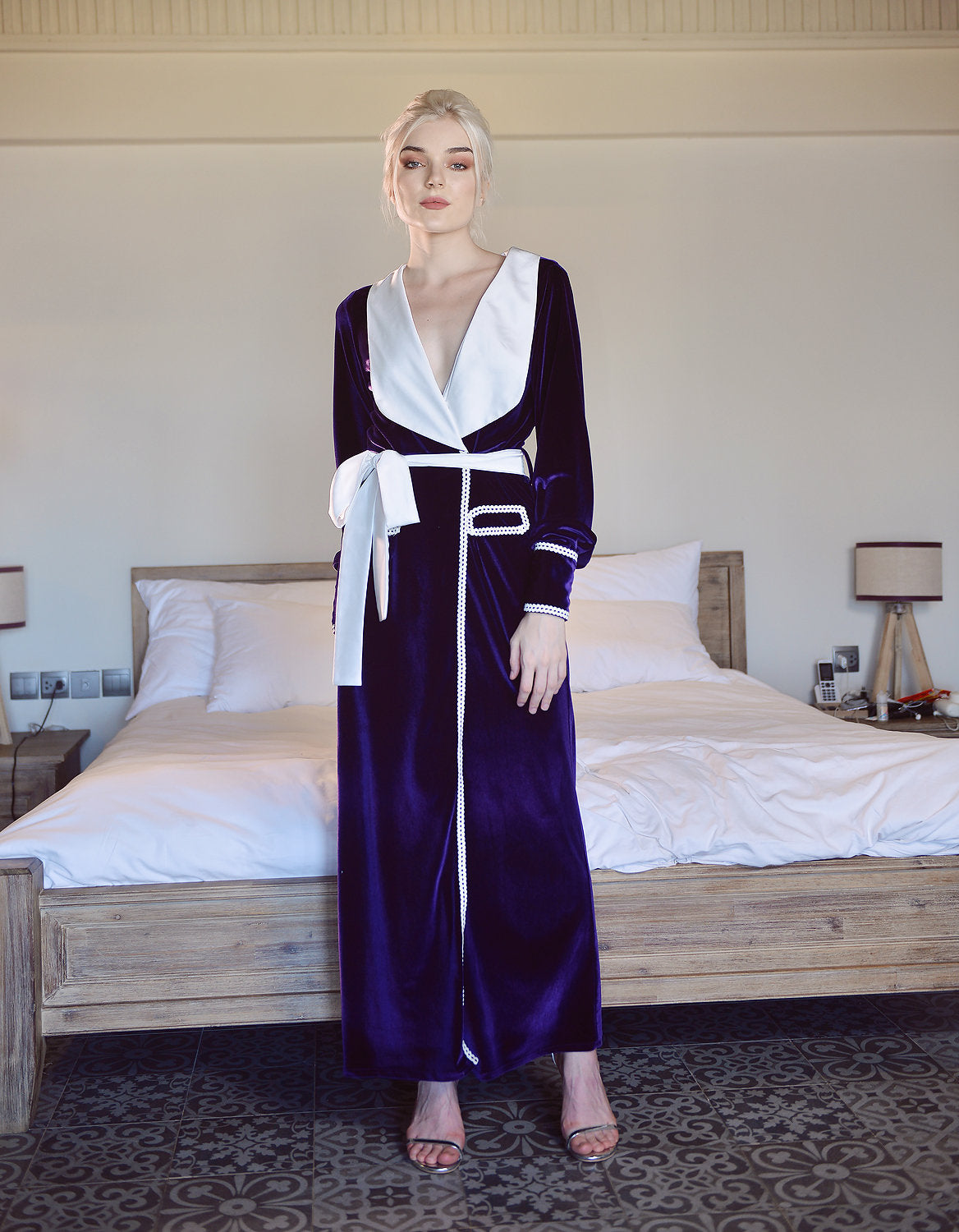 Velvet Robe for Women - Deep Vneckline Velvet Dress - Women Velvet Clothing