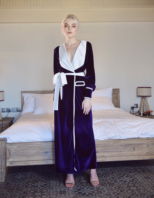 Velvet Robe for Women - Deep Vneckline Velvet Dress - Women Velvet Clothing