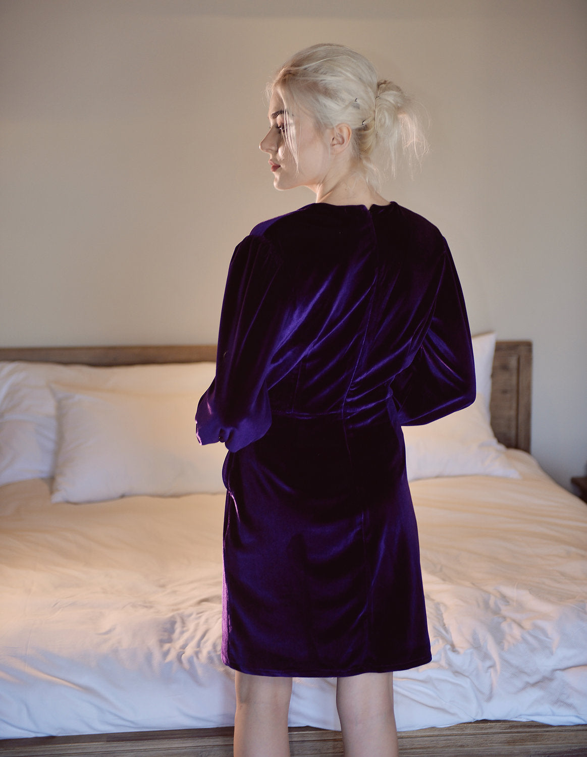 Velvet Dress - Knot Velvet Dress - Short Velvet Dress