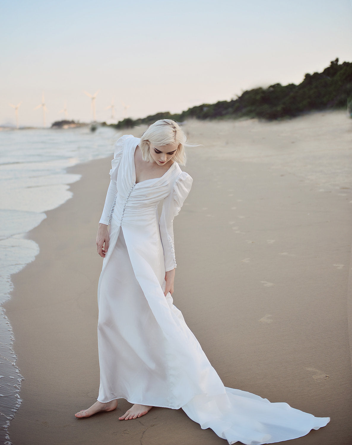Long Sleeves Wedding Dress - Long Train Bridal Gown - Bespoke Wedding Dress