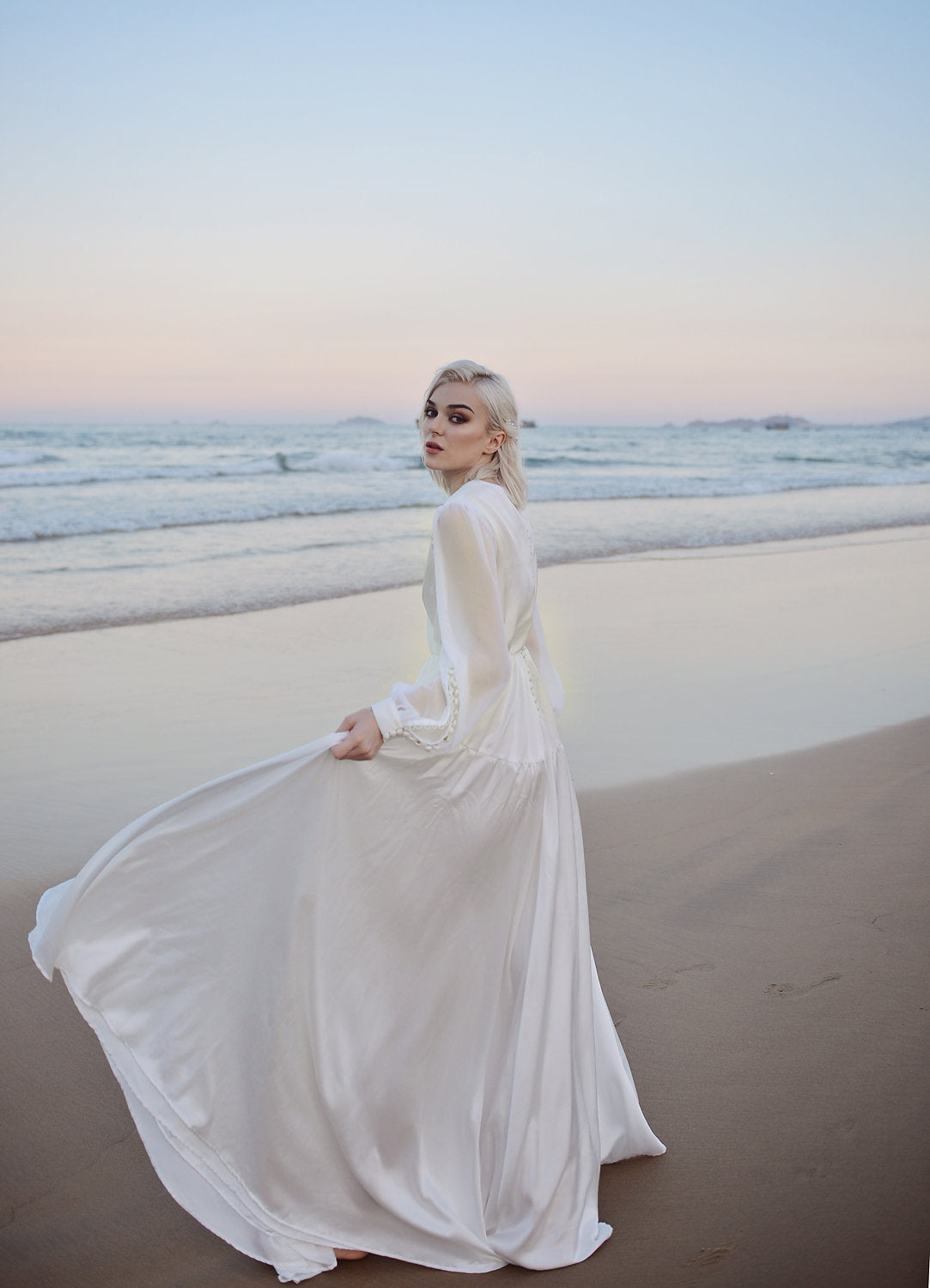 Silk Wedding Dress - Wedding Dress with Train - Aline Bridal Gown - Cathedral Wedding Dress