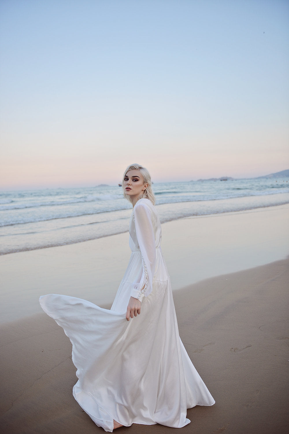 Silk Wedding Dress - Wedding Dress with Train - Aline Bridal Gown - Cathedral Wedding Dress