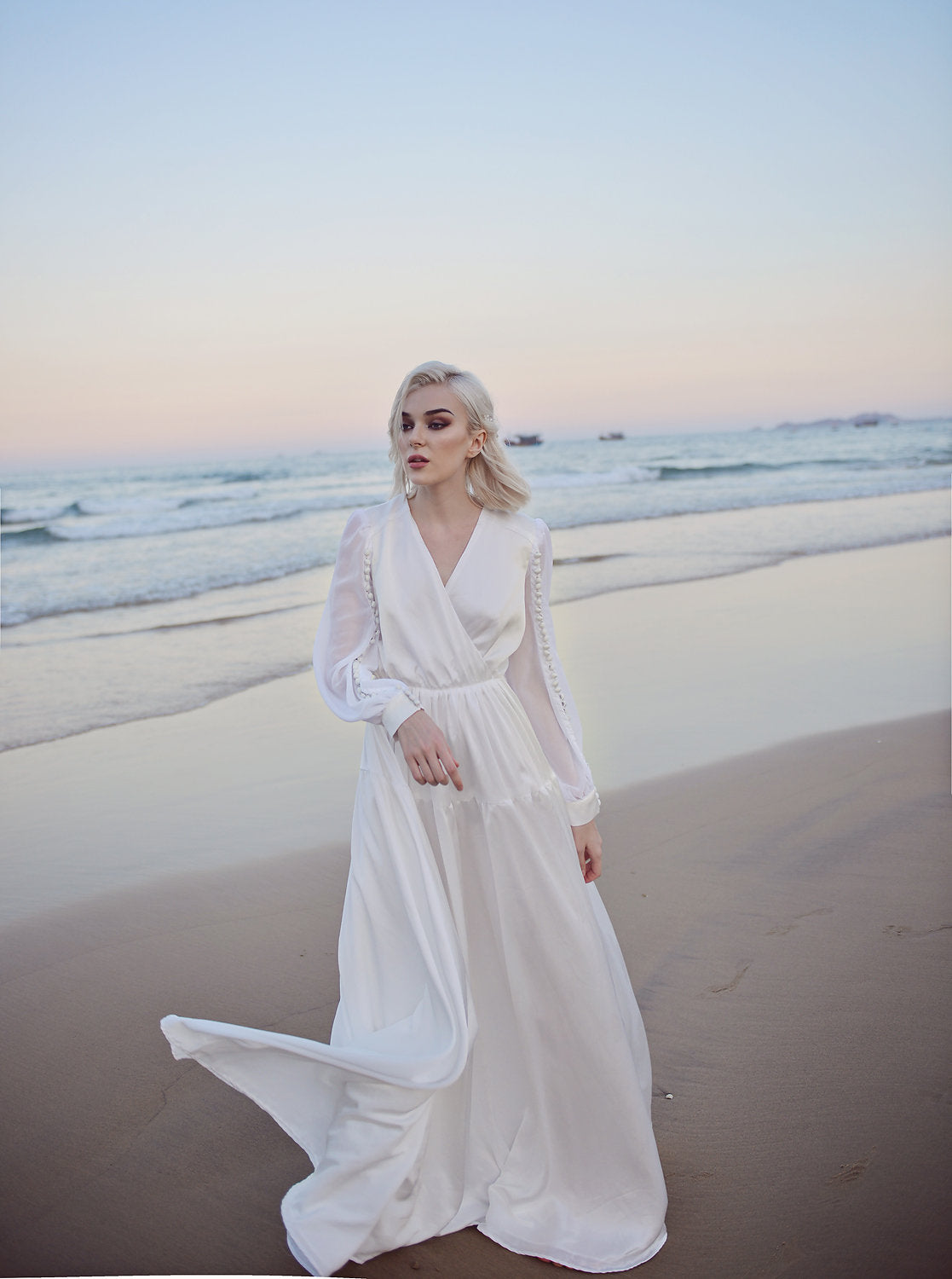 Silk Wedding Dress - Wedding Dress with Train - Aline Bridal Gown - Cathedral Wedding Dress