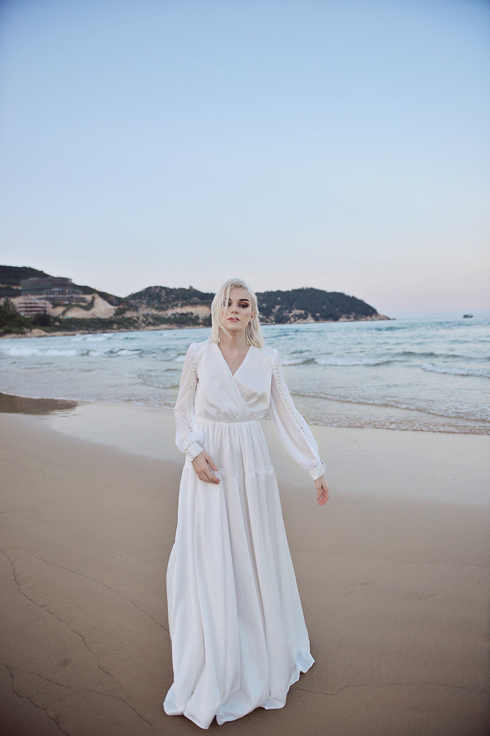 Silk Wedding Dress - Wedding Dress with Train - Aline Bridal Gown - Cathedral Wedding Dress