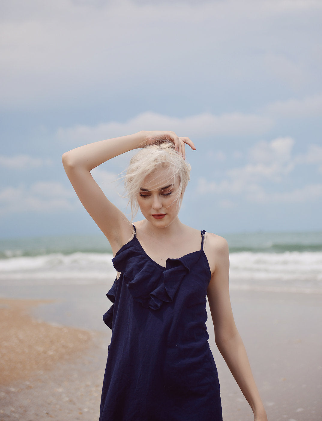 Lowback Linen Dress - Long Linen Dress - Linen Cotton Slip - Sides Slit Dress